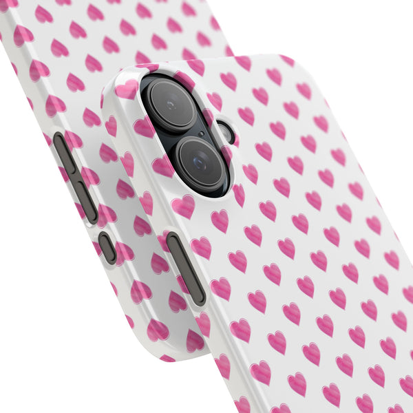 Preppy Hearts Phone Case, Hot Pink and White