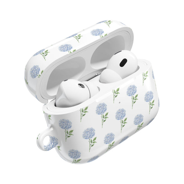Blue Hydrangea Pattern AirPod Case, , Gift for Her, Cute Accessories, preppy Flower Pattern AirPods Cover, Grand Millennial blue and white