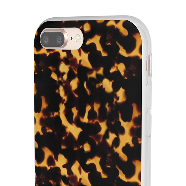 Flexible Phone Case - Tortoise Print Chic Spots leopard in classic neutral phones iphone Samsung clear access to all ports and functions