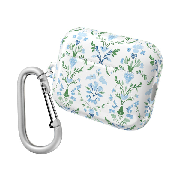 Block Print Blue and Green Floral Pattern AirPod Case, , Gift for Her, Cute Accessories,  Preppy, Grand Millennial