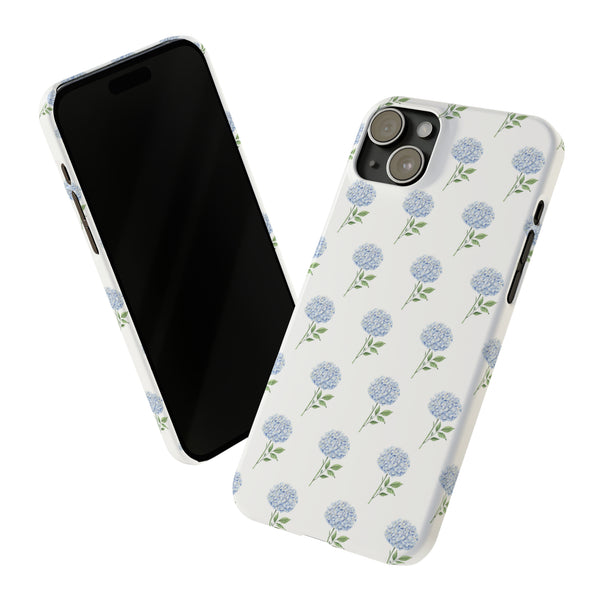 Hydrangea pattern, blue hydrangea preppy summer Phone Case Slim and Sleek, Preppy and Classic, Impact Resistant Shell
