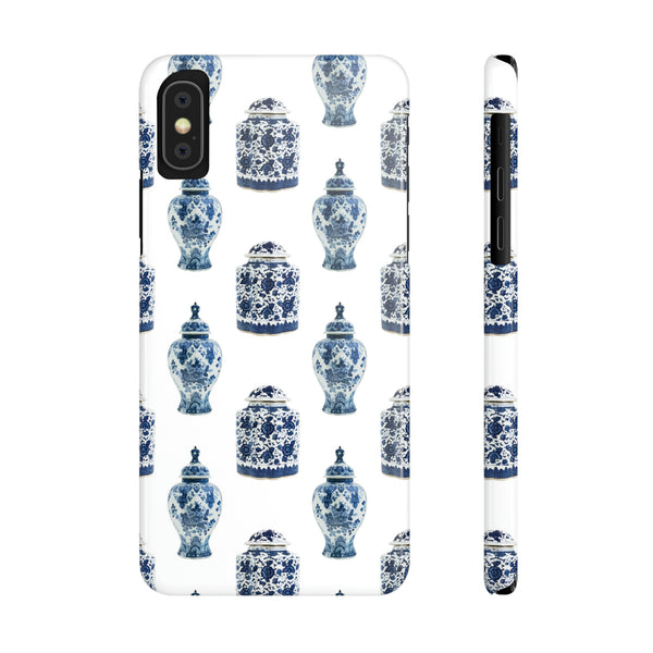 Chinoiserie Chic Toile Ginger Jar, Vase,  Phone Case in Blue and White Slim and Sleek, Preppy and Classic, Access to all Ports