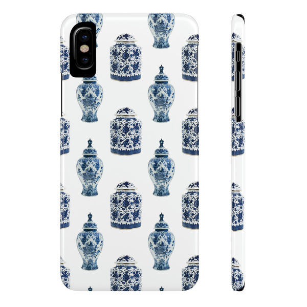 Chinoiserie Chic Toile Ginger Jar, Vase,  Phone Case in Blue and White Slim and Sleek, Preppy and Classic, Access to all Ports