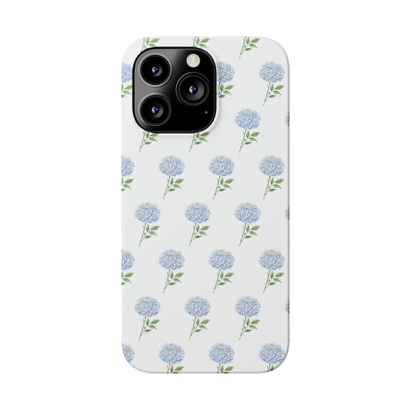 Hydrangea pattern, blue hydrangea preppy summer Phone Case Slim and Sleek, Preppy and Classic, Impact Resistant Shell