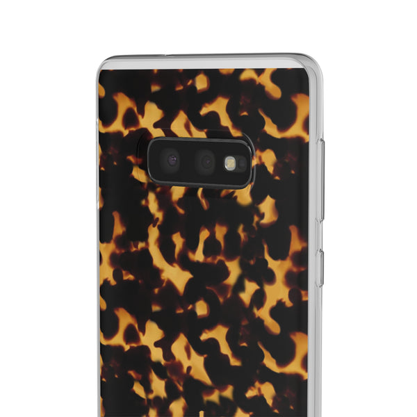 Flexible Phone Case - Tortoise Print Chic Spots leopard in classic neutral phones iphone Samsung clear access to all ports and functions