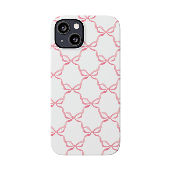 Bow Print, Coquette pink and white Phone Case