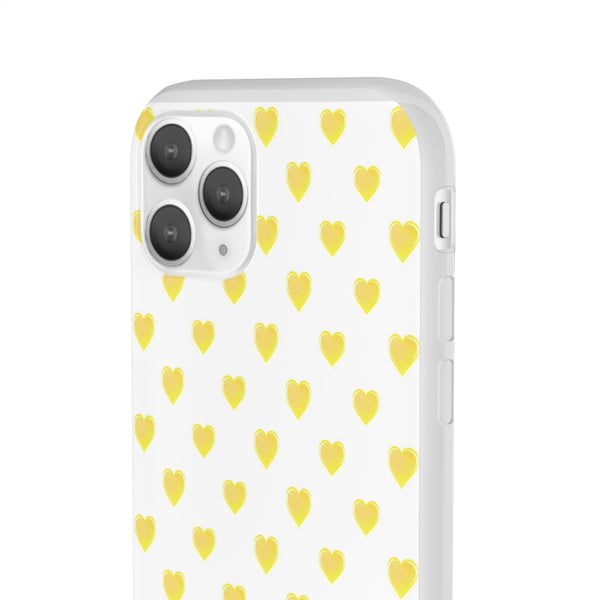 Flexible Phone Case - Yellow Hearts, Preppy iPhone case, Nantucket, Hamptons Inspired Samsung, Gift Present White Background, Clear Case