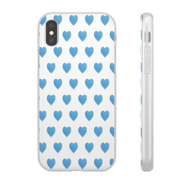 Flexible Phone Case - Preppy Hearts Watercolor Blue iPhone Protection access to all Ports & Functions Great Gift