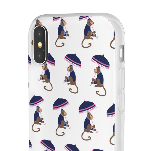 Flexible Phone Case - Preppy Chinoiserie Monkey Pattern  iphone Samsung clear access to all ports and functions