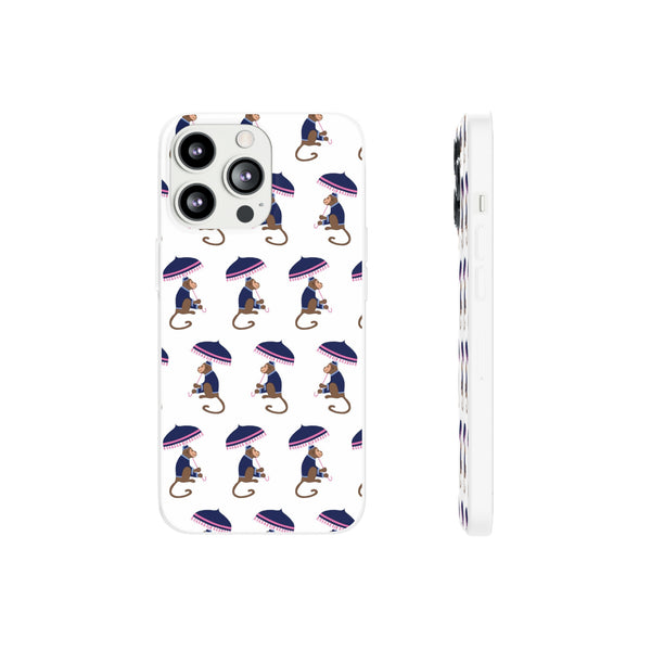 Flexible Phone Case - Preppy Chinoiserie Monkey Pattern  iphone Samsung clear access to all ports and functions