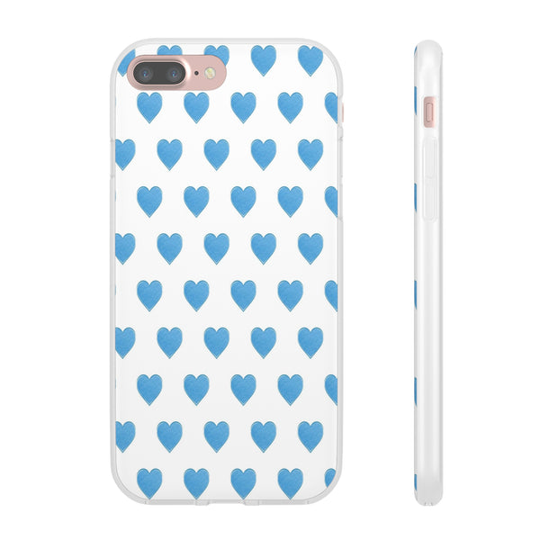 Flexible Phone Case - Preppy Hearts Watercolor Blue iPhone Protection access to all Ports & Functions Great Gift