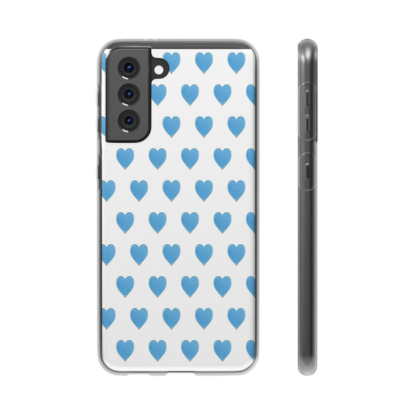 Flexible Phone Case - Preppy Hearts Watercolor Blue iPhone Protection access to all Ports & Functions Great Gift