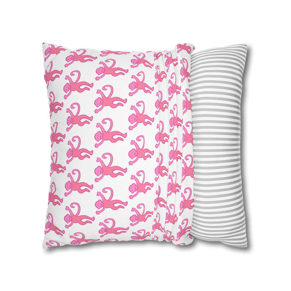 Preppy Monkey Pattern Hot Pink Pillow Cover with Zip Closure - Cover Only - Insert not included