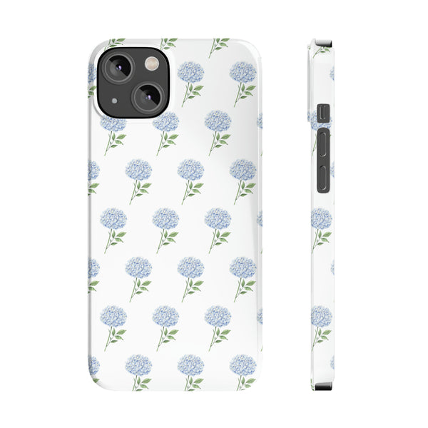 Hydrangea pattern, blue hydrangea preppy summer Phone Case Slim and Sleek, Preppy and Classic, Impact Resistant Shell