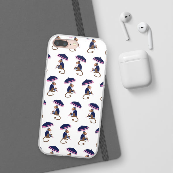 Flexible Phone Case - Preppy Chinoiserie Monkey Pattern  iphone Samsung clear access to all ports and functions