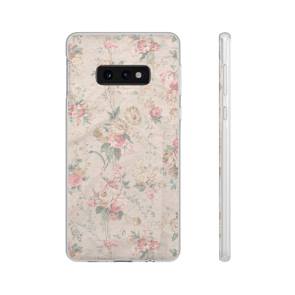 Flexible Phone Case in Romantic Floral Print - Beige, Neutral Tones