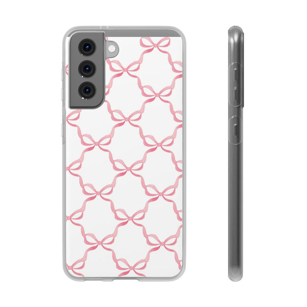 Flexible Phone Case - Preppy Chinoiserie Watercolor Bows iphone Samsung clear access to all ports and functions