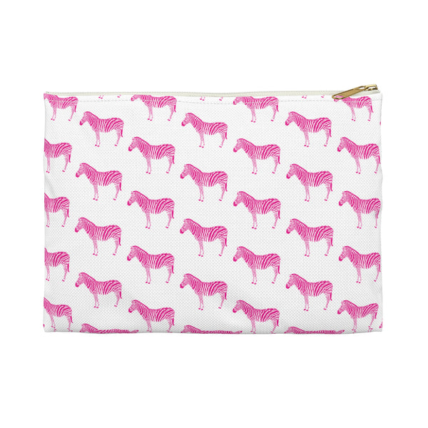 Preppy Pink Zebra Canvas Clutch, two sizes