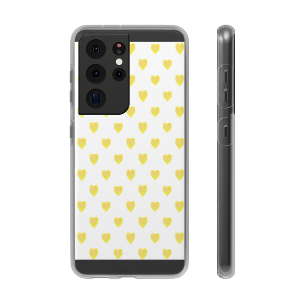 Flexible Phone Case - Yellow Hearts, Preppy iPhone case, Nantucket, Hamptons Inspired Samsung, Gift Present White Background, Clear Case