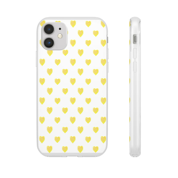 Flexible Phone Case - Yellow Hearts, Preppy iPhone case, Nantucket, Hamptons Inspired Samsung, Gift Present White Background, Clear Case