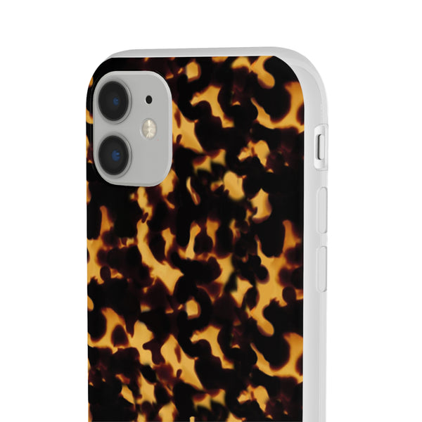 Flexible Phone Case - Tortoise Print Chic Spots leopard in classic neutral phones iphone Samsung clear access to all ports and functions