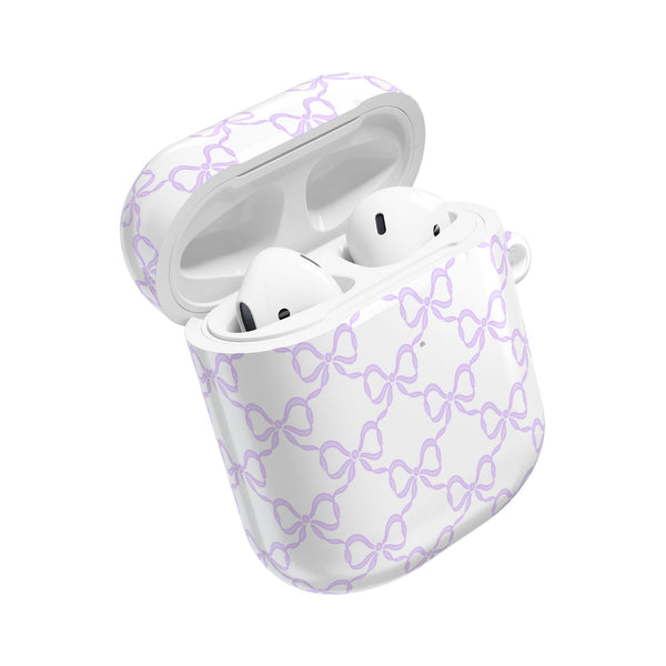 Purple Bow Pattern AirPod Case, , Gift for Her, Cute Accessories, preppy Flower Pattern AirPods Cover, Preppy Purple Bows