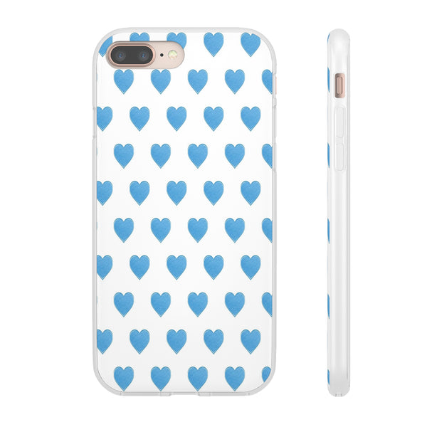 Flexible Phone Case - Preppy Hearts Watercolor Blue iPhone Protection access to all Ports & Functions Great Gift
