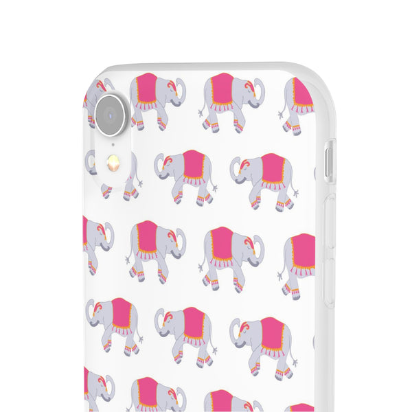 Flexible Phone Case - Preppy Chinoiserie Elephant Pattern  iphone Samsung clear access to all ports and functions