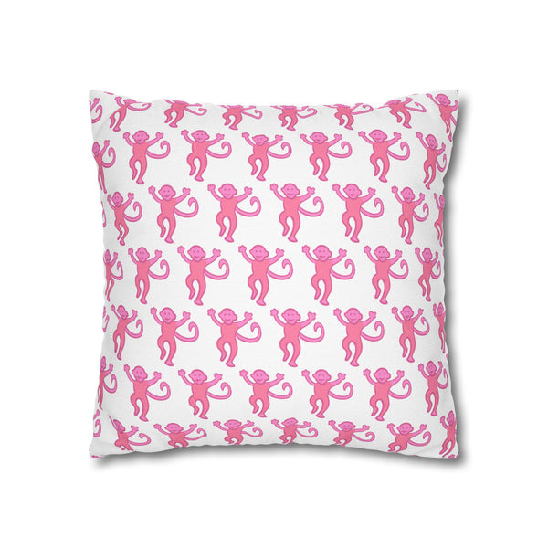 Preppy Monkey Pattern Hot Pink Pillow Cover with Zip Closure - Cover Only - Insert not included
