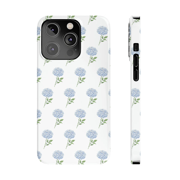 Hydrangea pattern, blue hydrangea preppy summer Phone Case Slim and Sleek, Preppy and Classic, Impact Resistant Shell