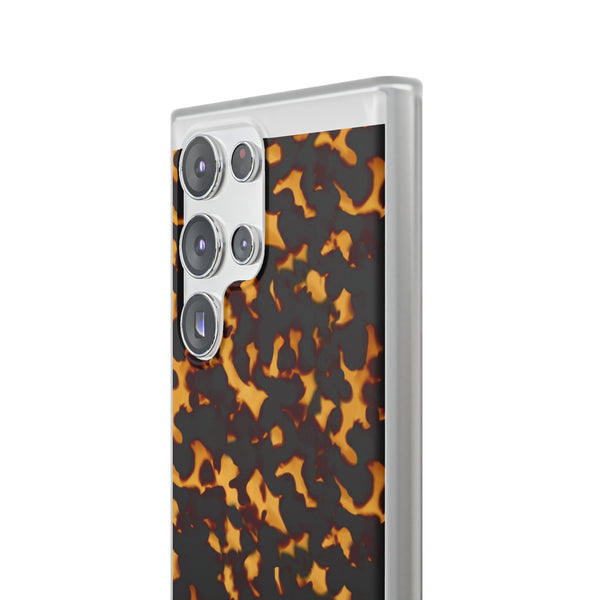 Flexible Phone Case - Tortoise Print Chic Spots leopard in classic neutral phones iphone Samsung clear access to all ports and functions