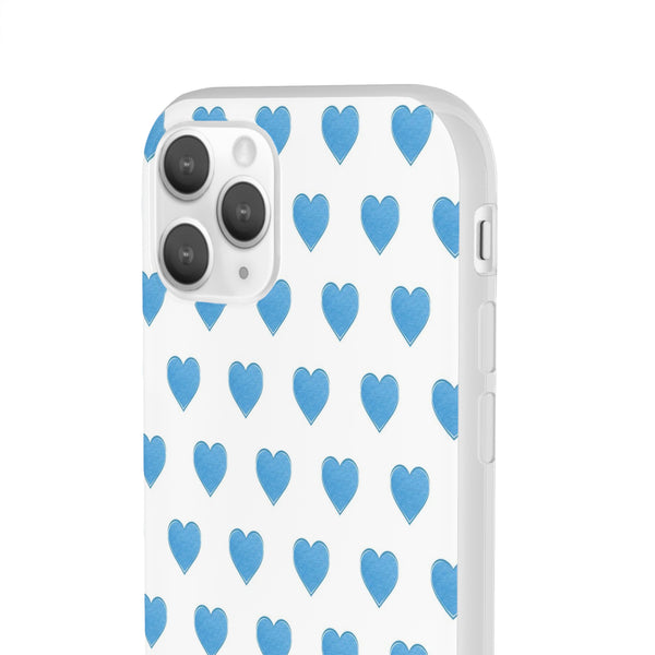 Flexible Phone Case - Preppy Hearts Watercolor Blue iPhone Protection access to all Ports & Functions Great Gift