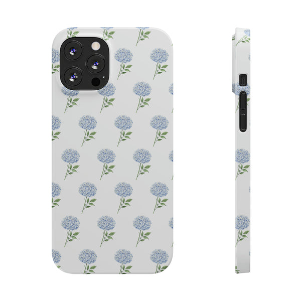 Hydrangea pattern, blue hydrangea preppy summer Phone Case Slim and Sleek, Preppy and Classic, Impact Resistant Shell