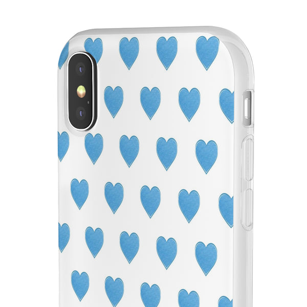 Flexible Phone Case - Preppy Hearts Watercolor Blue iPhone Protection access to all Ports & Functions Great Gift