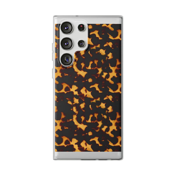 Flexible Phone Case - Tortoise Print Chic Spots leopard in classic neutral phones iphone Samsung clear access to all ports and functions