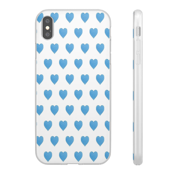 Flexible Phone Case - Preppy Hearts Watercolor Blue iPhone Protection access to all Ports & Functions Great Gift