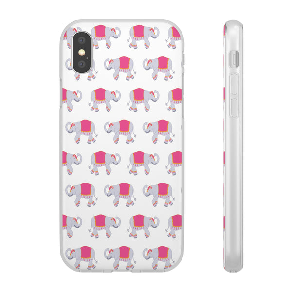 Flexible Phone Case - Preppy Chinoiserie Elephant Pattern  iphone Samsung clear access to all ports and functions