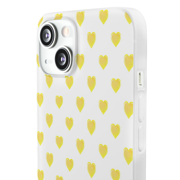 Flexible Phone Case - Yellow Hearts, Preppy iPhone case, Nantucket, Hamptons Inspired Samsung, Gift Present White Background, Clear Case