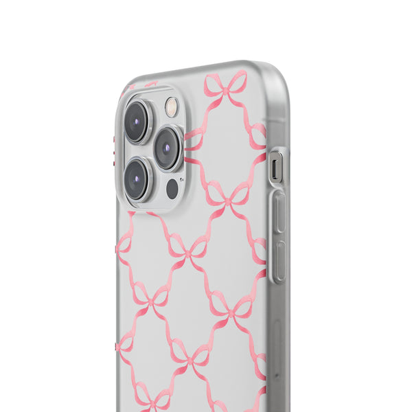 Flexible Phone Case - Preppy Chinoiserie Watercolor Bows iphone Samsung clear access to all ports and functions