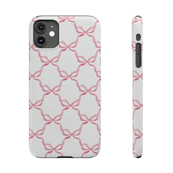 Bow Print, Coquette pink and white Phone Case