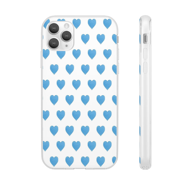 Flexible Phone Case - Preppy Hearts Watercolor Blue iPhone Protection access to all Ports & Functions Great Gift