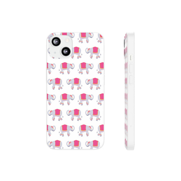 Flexible Phone Case - Preppy Chinoiserie Elephant Pattern  iphone Samsung clear access to all ports and functions