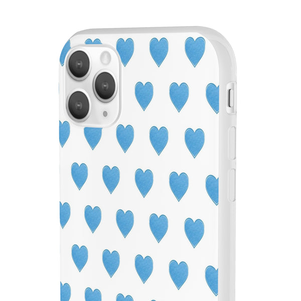 Flexible Phone Case - Preppy Hearts Watercolor Blue iPhone Protection access to all Ports & Functions Great Gift