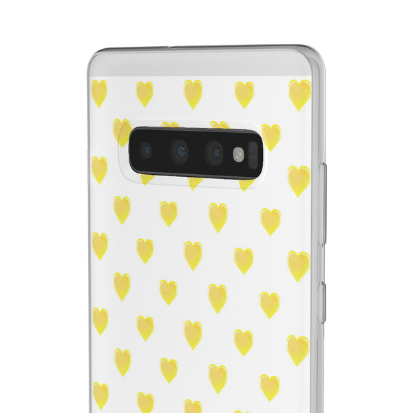 Flexible Phone Case - Yellow Hearts, Preppy iPhone case, Nantucket, Hamptons Inspired Samsung, Gift Present White Background, Clear Case