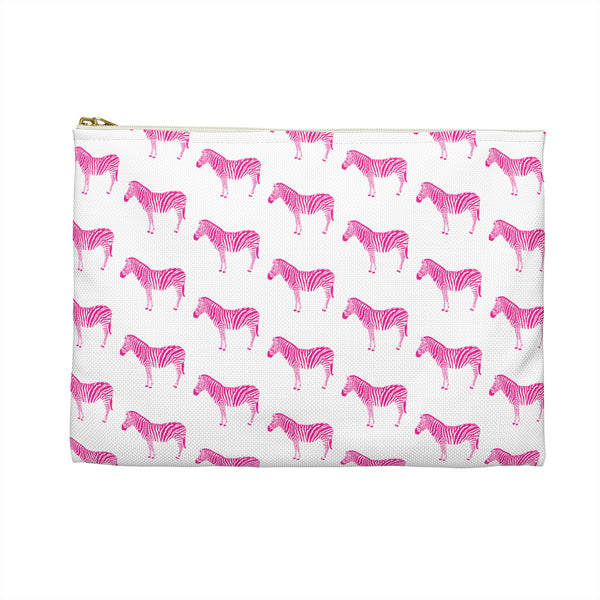 Preppy Pink Zebra Canvas Clutch, two sizes