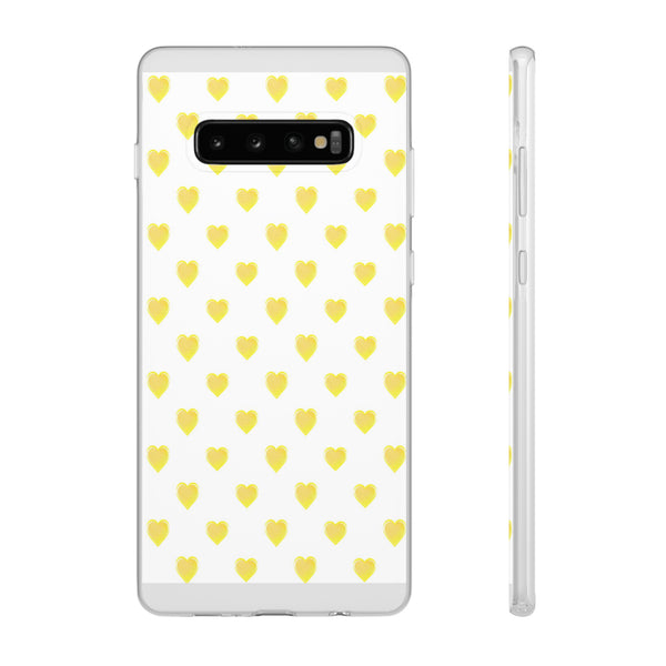 Flexible Phone Case - Yellow Hearts, Preppy iPhone case, Nantucket, Hamptons Inspired Samsung, Gift Present White Background, Clear Case