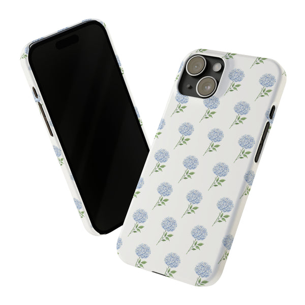 Hydrangea pattern, blue hydrangea preppy summer Phone Case Slim and Sleek, Preppy and Classic, Impact Resistant Shell