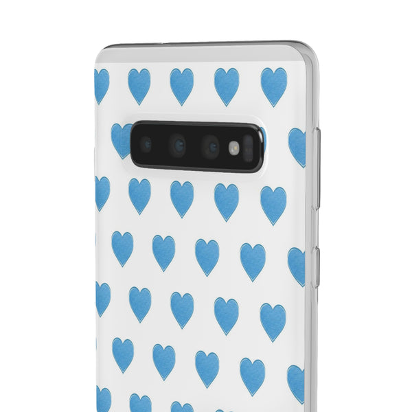 Flexible Phone Case - Preppy Hearts Watercolor Blue iPhone Protection access to all Ports & Functions Great Gift