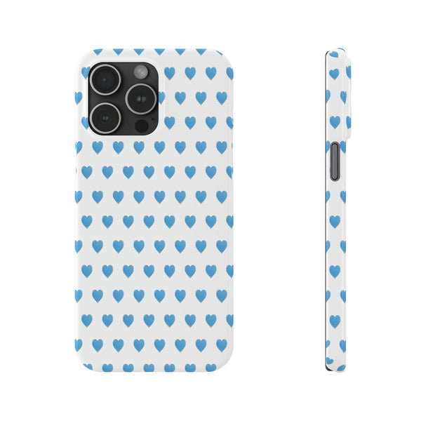 Preppy Hearts Phone Case, Blue and White, iPhone