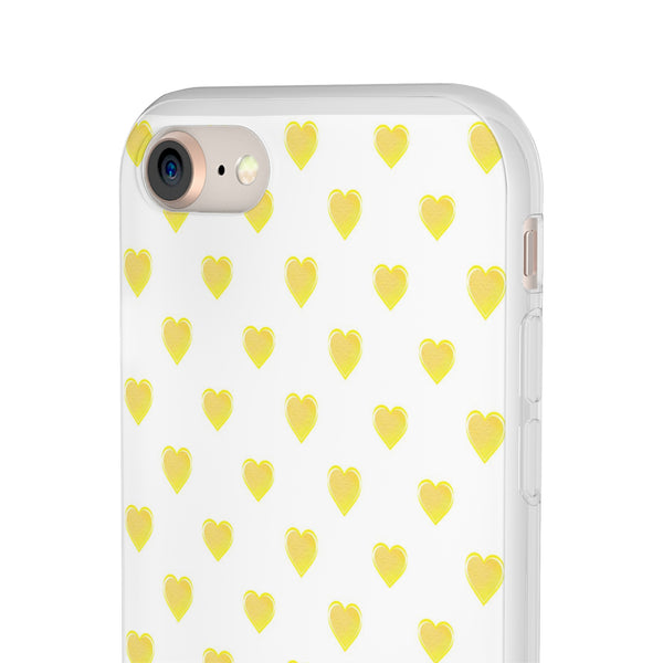 Flexible Phone Case - Yellow Hearts, Preppy iPhone case, Nantucket, Hamptons Inspired Samsung, Gift Present White Background, Clear Case